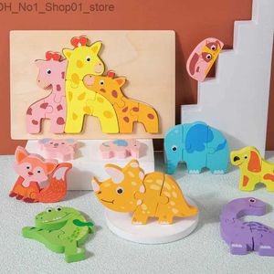 Ordinamento Nidificazione Giocattoli impilabili Bambini Animali Puzzle Illuminazione Interazione genitore-figlio Giocattoli in legno per bambini Blocchi per l'educazione precoce del bambino Q231218