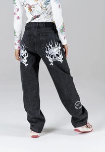 T-Shirt Haruku Neue Vintage Y2k Streetwear Jeans Denim Hosen Jeans Männer Schädel Druck Gerade Baggy Mode Stil Hosen Männer und Frauen