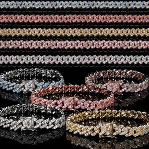 Colar de corrente de moissanite Iced Out Cuban Link Chain White Gold Filled Gargantilha Colar Grosso Miami Hip Hop Jóias Básicas Para Homens Mulheres