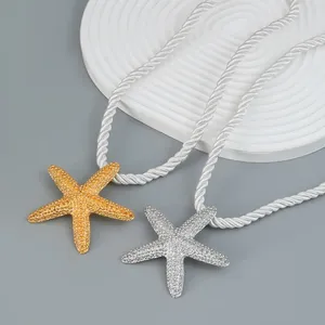 Pendant Necklaces Summer Metal Starfish Animal Necklace Women's Creative Simple Sweater Chain Beach Holiday Jewelry Accessories