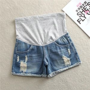 Damen Shorts Jeans Sommer Denim Umstandsshorts für Schwangere Kleidung Schwangerschaft Baumwollkleidung Kurzer Bauch Röhrenjeans Hosen Gravida