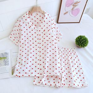 Women's Sleepwear Shorts Pajama Set For Summer Short Sleeved Cool Feeling Cotton Floral Two-piece Pajamas Home Wear