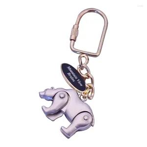 Keychains Design 3D Handgjorda DIY Rostfritt stål Material Bil Key Chain Animal Keyring Rotatable Bear Keychain Custom-Made Llavero