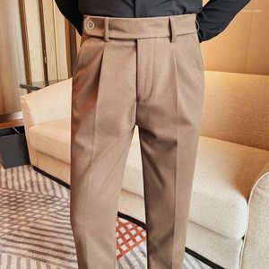 Men's Suits 2023 Winter Woolen Suir Pants Men Solid Color Slim Fit Business Dress Fashion Casual Office Social Wedding Groom Trousers