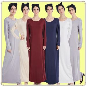 Etniska kläder Eid Abaya Dubai Turkiet Solid Color Simple Modest Islamic Muslim Women Dress