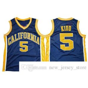 CUSTOM NCAA California Golden Bears College #5 Джейсон Кидд Баскетбольная майка Винтаж Темно-синие сшитые трикотажные изделия Университета Джейсона Кидда Рубашки