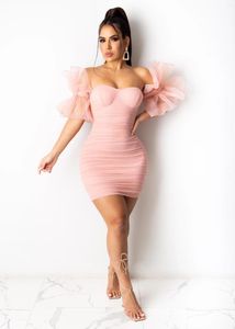 Casual Dresses Fashion Sweetheart Sexig Style Tube Top Off-Shoulder Tight midje Hip Kjol Stretch Dress