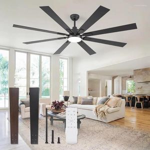 Pendant Lamps ZMISHIBO 72 Inch Large Ceiling Fans With Lights And Remote Indoor/Outdoor Black Modern Fan For Kitchen Living Room