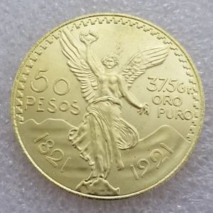 Высокое качество 1946 Мексика Золотая монета 50 песо Золотые художественные ремесла Креативные сувенирные памятные монеты Мексиканцы 50 песо 100-летие ZZ