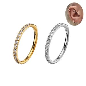 Studs Right Grand G23 Titanium Side Prong Set Half Circle Cubic Zircon Nose Cilcker Conch Piercing 6 8 10 11 12mm Hoops