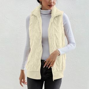 Women's Vest's Winter Cable Gilet Vest Waistcoat Body Warmer Sleeveless Coat Tops Blouse Ladies Warm Clothing For Female 2023 231218