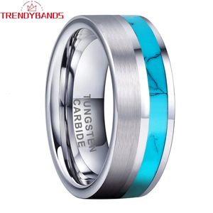 Band Rings 8mm Rings for Women Men Fashion Jewelry Tungsten Carbide Engagement Wedding Band Flat Shell Inlay Polished Shiny Comfort Fit 231218