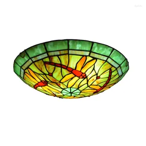 Ceiling Lights Tiffany Style Dragonfly Lamp Decorative Stained Glass Light Dia 12 Inch 30CM