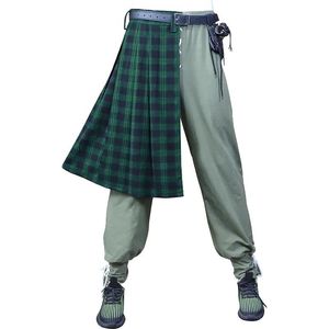 Pantaloni Jeans tagliati Vestiti caldi Pantaloni chino per bambino da bambino Pantaloni da uomo elasticizzati Moda uomo Casual Plaid in stile scozzese Gioco di ruolo a contrasto