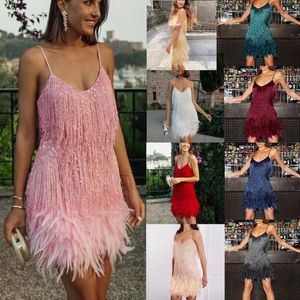 Party Dresses 4007 Spaghetti Straps Cocktail For Women Sexy V Neck Gold Tassels Prom Gown Elegant Formal 2024 2023