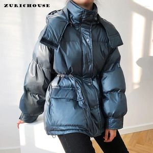 Trench da donna ZURICHOUSE 2023 Piumino invernale con cappuccio da donna Cappotto in neve caldo e spesso Cappotto a bolle oversize Femme Parka Abbigliamento