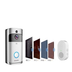 Dörrklockor Eken Home Video Wireless Doorbell 2 720p HD WiFi Realtid Tvåvägs O Night Vision Pir Motion Detection med Bells 10pcs/Lot DHFXS