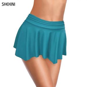 Conjunto de biquíni feminino SHEKINI com saia de biquíni embutido com cintura alta e bainha irregular, saia de banho, roupa de praia