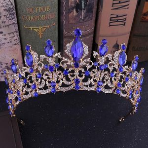 KMVEXO Red Black Crystal Tiara Bridal Crown for Wedding Bride Gold Rhinestone Crowns Headband Jewelry Hair Accessories Y2007271753