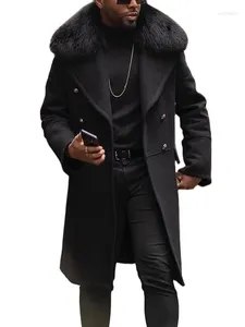 Casacos de Trench Masculinos Jaqueta de Lã Inverno Outono Mens Longo Casaco À Prova de Vento Casual Grosso Slim Fit Masculino Overcoat Clearance