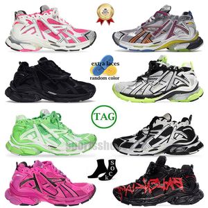 İzler Kadın Mens Track Runners 7 7.0 Sıradan Ayakkabı Tasarımcısı Deri Beyaz Siyah Gümüş Pembe Naylon Mesh Balanciges Tracks Trainers Platform Sneakers Ücretsiz Gemi