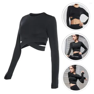 Yoga Outfit Women Activewear Sports Top Workout Upper Clothes Close-fitting Crop Tops Long Sleeve Gym Girl Child