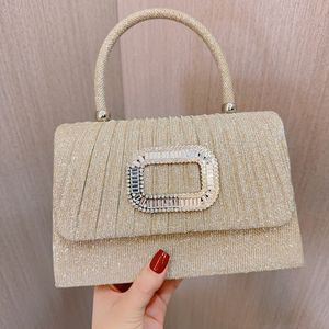 Shiny Diamond Banket Clutch Girls Evening Bag Luxury Bridal Wedding Velvet Pearl Rhinestone Small Square Bag FMT-4092