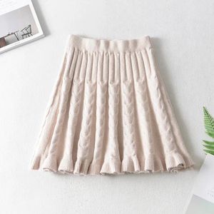 Dresses Spring Women Sweater Skirt Student Pleated Skirts Women Cute Sweet Girls Female Knit Haruku Skirt