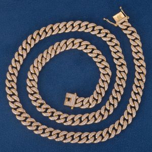 Collana con bracciale a maglie con diamanti coltivati in laboratorio con catena cubana ghiacciata in oro massiccio 9k 14k 18k S925 reale da 7 mm