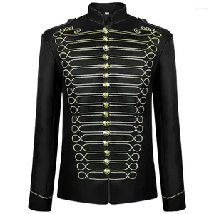 Men's Jackets Mens Stylish Gold Embroidered Jacket Steampunk Hussar Marching Band Military Drummer Parade Coat Costume Chaquetas Hombre