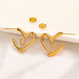 Women Designer Stud Earrings Heart Earring Gold Plated Stainless Steel Love Fashion Couple Jewellery Gift Wedding Party Accessories Jewelry Christmas Gifts