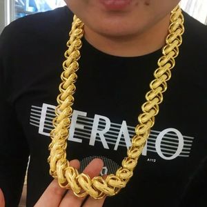 Chokers Vietnam Gold Jewelry Imitation 999 Gold Vietnam Thailand Pure Gold Long Lasting Gold Net Red Men's Boss Domineering Necklace 231218