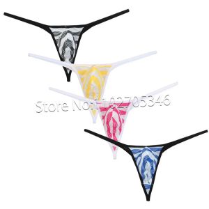 Men Stripe Mesh Tongs Underwear Bluge Pouch Bikinis G-Strings Lingerie Underpants T-Back Pants