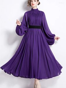 Vestidos casuais outono roxo chiffon longo casamento vestidos de convidados elegante vestido de linha mulheres festa mujer primavera vestidos