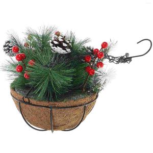 Party Decoration Christmas Glowing Hanging Basket Creative Xmas Flower Pendant Scene Plastic Decorative