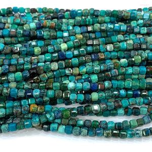 Loose Gemstones Veemake Chrysocolla Natural Stone Charms Necklace Bracelets Earrings Edge Cube Faceted Small Beads For Jewelry Making