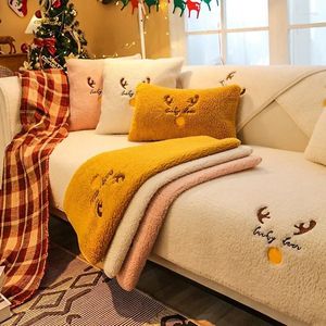 椅子が厚くなる子羊のぬいぐるみソファカバー普遍的な非滑り台冬の温かいソファタオルカウチクッションL型リビングルームの家