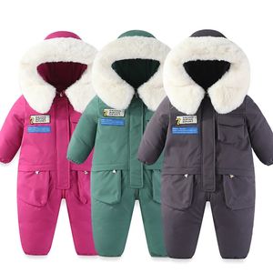 Clothing Sets -30 Degree Winter Baby Snowsuit Plus Velvet Baby Jumpsuit Boys Overalls Warm Kids Set Waterproof Thicken Children Jacket 1-5Year 231218