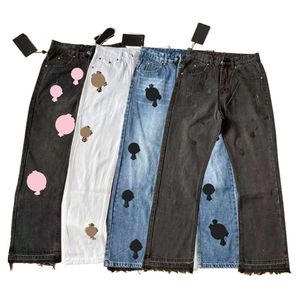 Мода новый зимний дизайнер мужские джинсы Женские длинные брюки Jogger Denim Print Clothing Hop Pant Chromess Jeans Purple