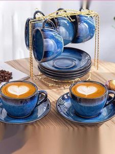 Cups Saucers Elegant Ceramic Coffee Cup And Saucer Spoon Modern Dish Tableware Tea Set Luxury Gift Friends Father Vintage