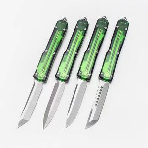 UT-COMBAT UTX85 Auto Knives D2 Blade genomskinlig-akrylhandtag Taktisk jaktläger Självförsvar Räddningsfickor Kniv EDC Tools Tools