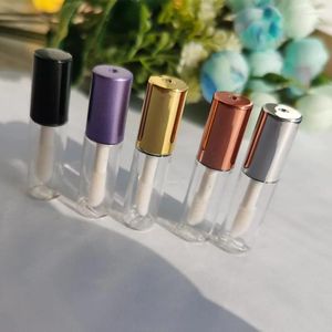 Storage Bottles 1.2ML Empty Rose Gold Lip Gloss Tube DIY Refillable Plastic Elegant Liquid Lipstick Container Round Mini Lipgloss Sample