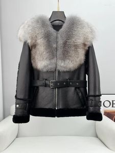 Pelliccia da donna 2023 Cappotto invernale con colletto integrato in pelle di pecora naturale e lana per Slim su Internet