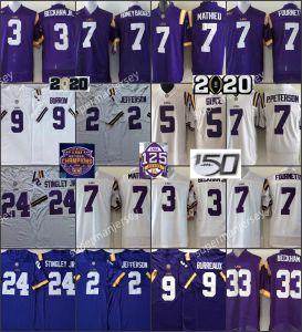 PERSONALIZZATO NCAA College LSU Tigers 9 Joe Burrow Burreaux maglie 2 Justin Jefferson 22 Clyde Edwards-helaire 24 Derek Stingley Jr. Football Stit