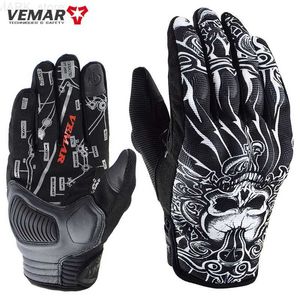 Motorcycle Gloves VEMAR Motorcycle Gloves Men Vintage Motorcycle Gloves Touch Screen Skull Motorbike Motocross Summer Gloves MTB Cycling RetroL2312.14