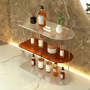 Bathroom Shelves Acrylic Organizer Rack Home Kitchen Table Shelf Luxury Crystal Makeup Storage Holder Arrival 231218