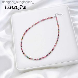 Pendanthalsband 4mm Natural Stone Tourmaline Handwork Necklace For Women Gift Wedding Party Jewelry 925 Sterling Silver Amethyst Chokerl231218