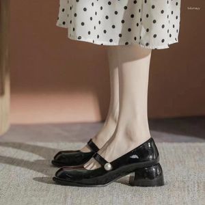 Sandaler Spring Summer Shoes Women High Heels School Student Mary Janes Platform Heel Heel Ladies Japanese Style Vintage Girls