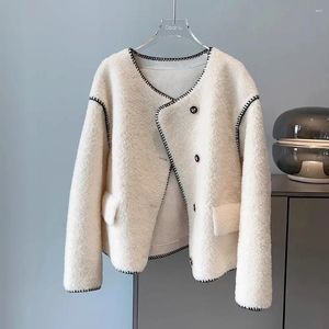Женское меховое модное 2023 осень-зима роскошное цельношерстяное пальто из овчины «все в одном» утолщенное тепло