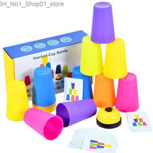 Sortera häckning Stacking Toys Montessori Stack Cup Game med kort Utbildningsintellektuell upplysning Färg Kognition Logik Träning Q231218